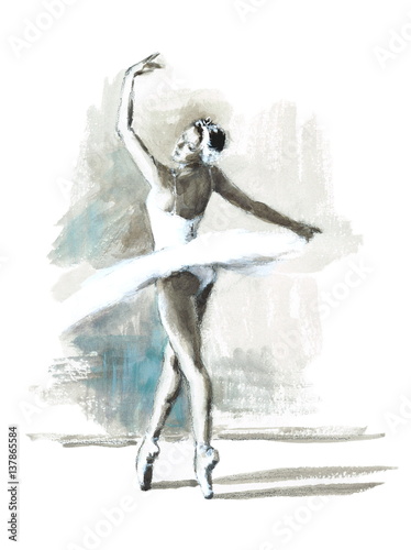 Watercolor Ballerina Hand Painted Ballet Dancer Illustration