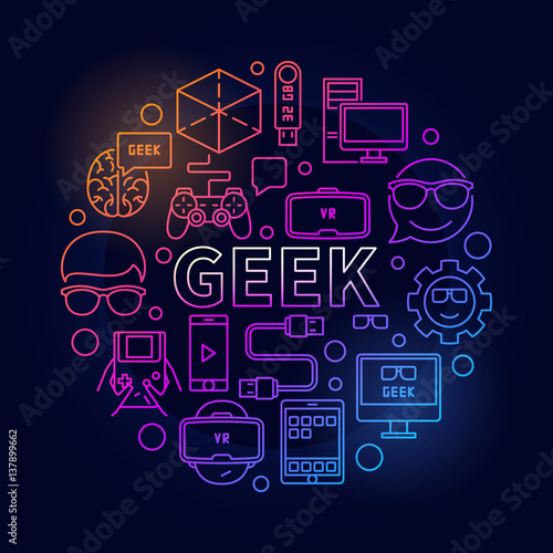 Linear colorful geek illustration