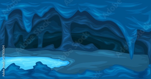 Vector Illustration Landscape of cave under the sea