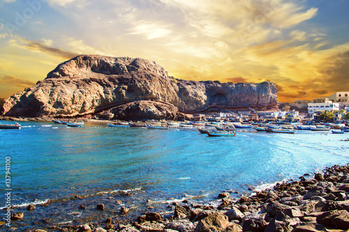 Nice view of the Gulf of Aden in Yemen, at sunset