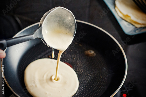 Making of home made pancakes