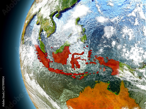 Indonesia on planet Earth from space