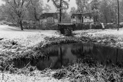 It's snowing in the Alexandria Park. Bila Tserkva.