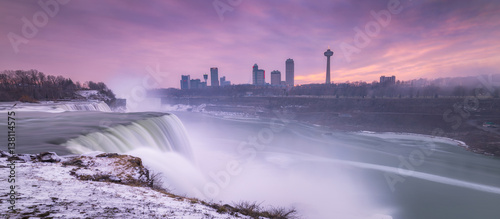 Niagara Falls Sunset Panorama from New York 