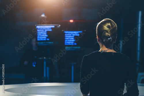 TV presenter preparing to live streaming video