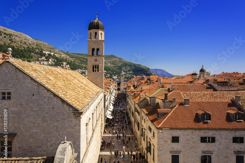 Dubrovnik Old Town main street view from City Walls