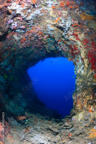 Exit from a deep underwater cave