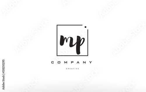 mp m p hand writing letter company logo icon design