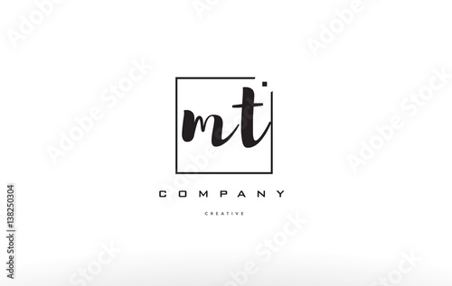 mt m t hand writing letter company logo icon design