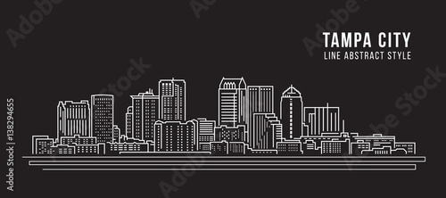 Cityscape Building Line art Vector Illustration design - Tampa city