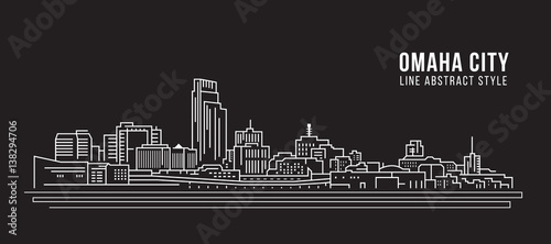 Cityscape Building Line art Vector Illustration design - Omaha city