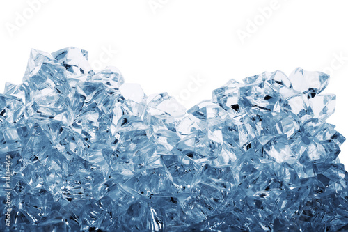 Pile of ice cubes toned in blue