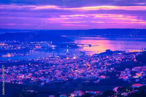 Split coastal town. / Aerial twilight view on Split town, Croatia.
