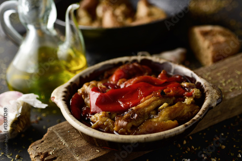 escalivada, typical vegetables dish of Catalonia, Spain