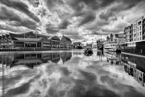 City scape on the Vistula River in historic city of Gdansk, Poland, Europe