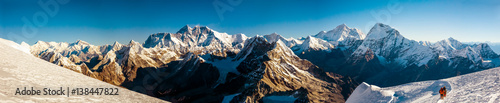 Panorama of Roof of the World Everest and other highest Peak