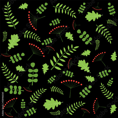Pattern with autumn leaves of different trees. Vector illustration