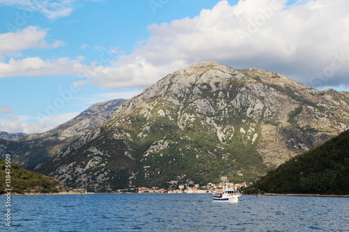 Kotor Bay view from ferry, Montenegro 