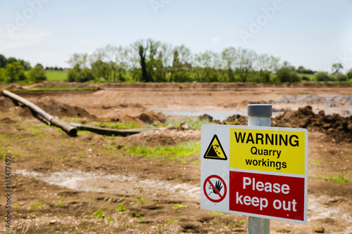 Quarry warning signs danger