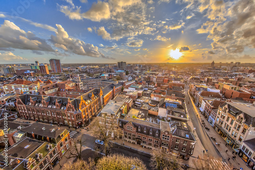 Helicopter View over Groningen city