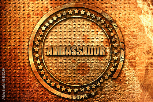 ambassador, 3D rendering, metal text