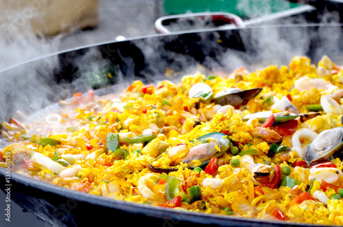 Traditional Spanish Paella Street Food 