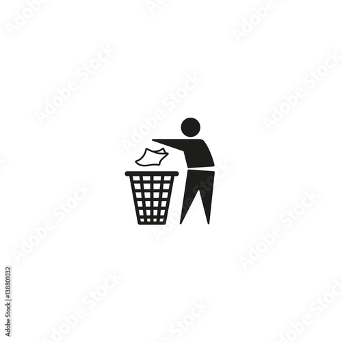 Tidy man symbol isolated on white background vector illustration. Do not litter, keep clean , dispose of carefully and thoughtfully sign. International standard black packaging pictogram.