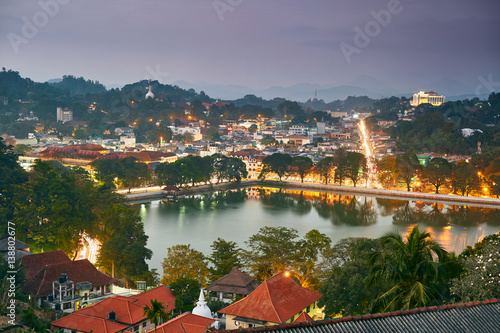 Night view of Kandy city in Sri Lanka