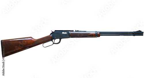 Old American wild west rifle on white background