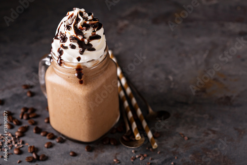 Chocolate frappe coffee with whipped cream
