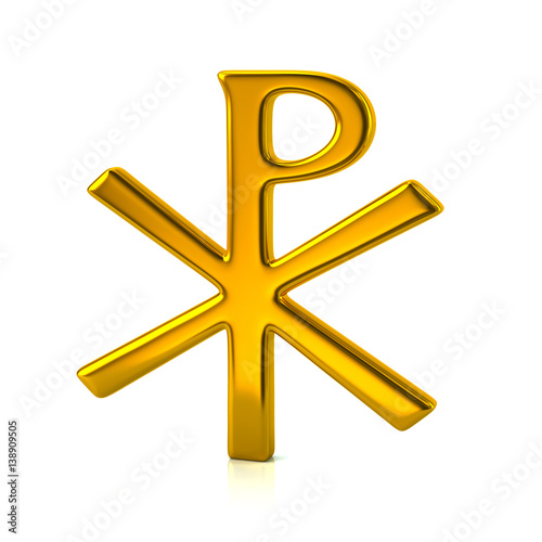 Golden chi rho christian symbol