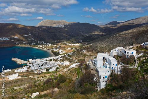 Aegiali village as seen from the hiking trail, Amorgos island.