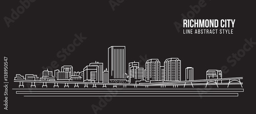 Cityscape Building Line art Vector Illustration design - Richmond city