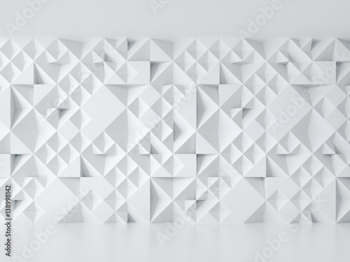 white wall with geometric 3d pattern