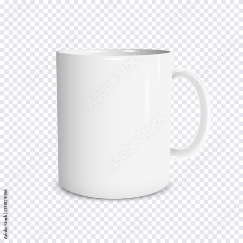 Realistic white cup isolated on transparent background