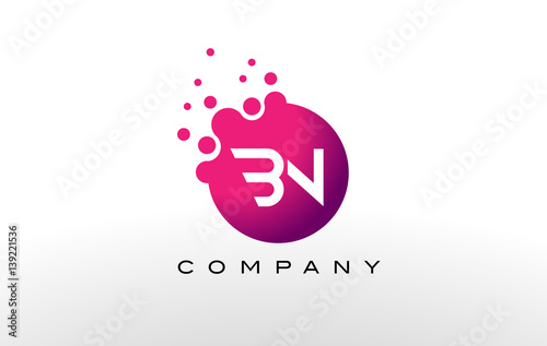 BN Letter Dots Logo Design with Creative Trendy Bubbles.