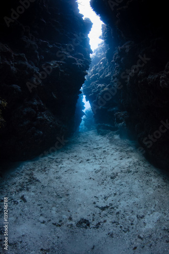 Underwater cave exit