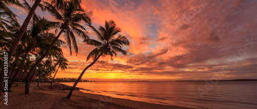 Sunset on Fiji beach