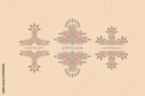 Decorative Design Element in Retro Style. Vector Template. Line Art.