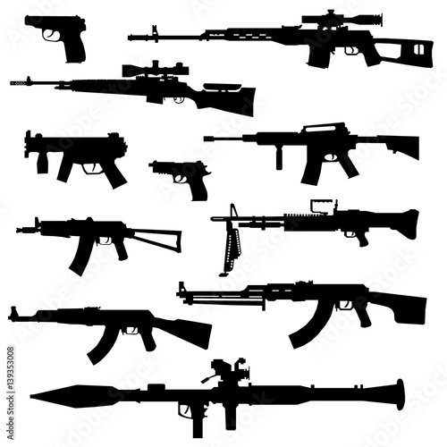 silhouette of various weapon