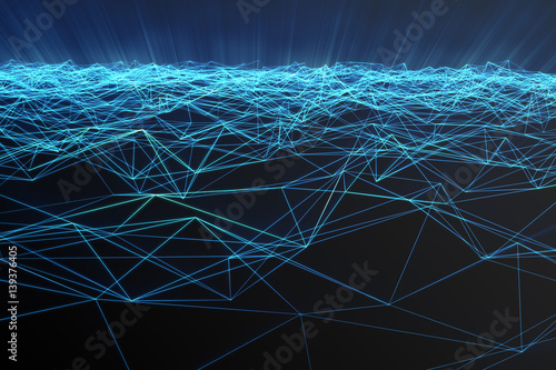 Abstract polygonal space low poly with connecting dots and lines. Futuristic background. Connection structure. 3d rendering
