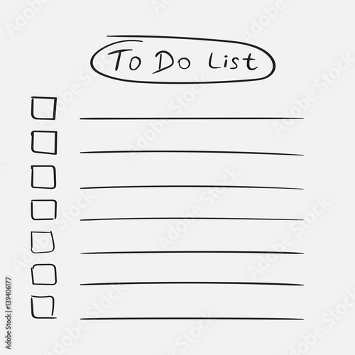 To do list icon with hand drawn text. Checklist, task list vector illustration in flat style on white background.