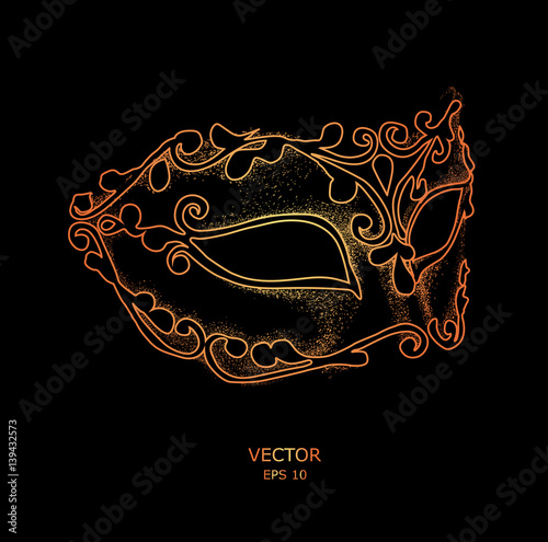 Sketch of Venetian masks. Accessory for masquerade or costume ball. Vector illustration