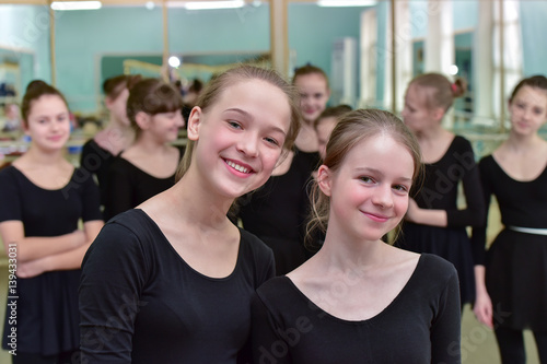 Smile and youth/Adolescent girls in the section in ballroom dancing