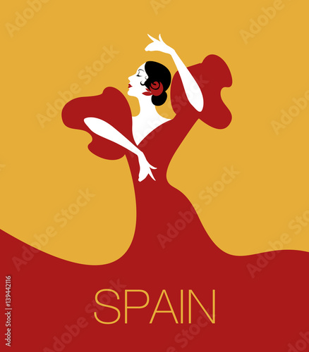 Spanish flamenco dancer. Vector Illustration