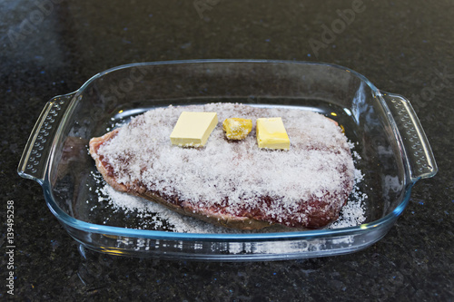 Raw Picanha with salt and butter