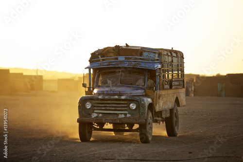 Old English trucks still work on the desert trails of Sudan. The region of the IV cataract of the Nile