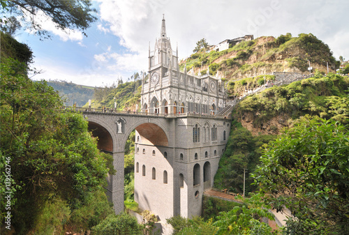 Las Lajas Sanctuary - church built inside the canyon of the Guáitara River. 