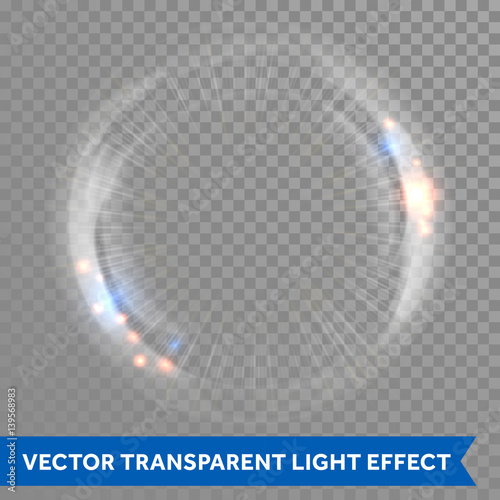 Light lens flare vector effect transparent background