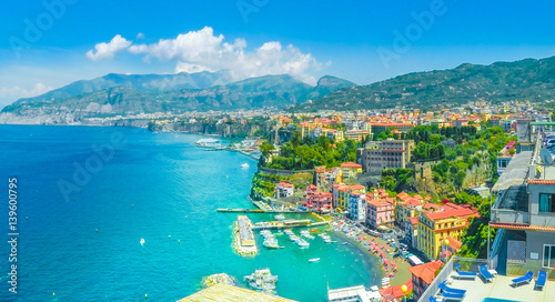 Aerial view of Sorrento city, amalfi coast, Italy